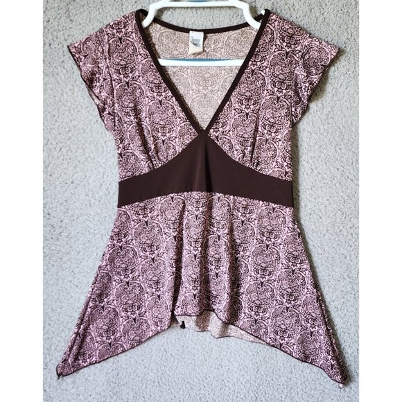 Vtg Y2K Teenie Weenie Womens Sz M Short Sleeve Empire Waist Babydoll Top Stretch - Picture 1 of 13